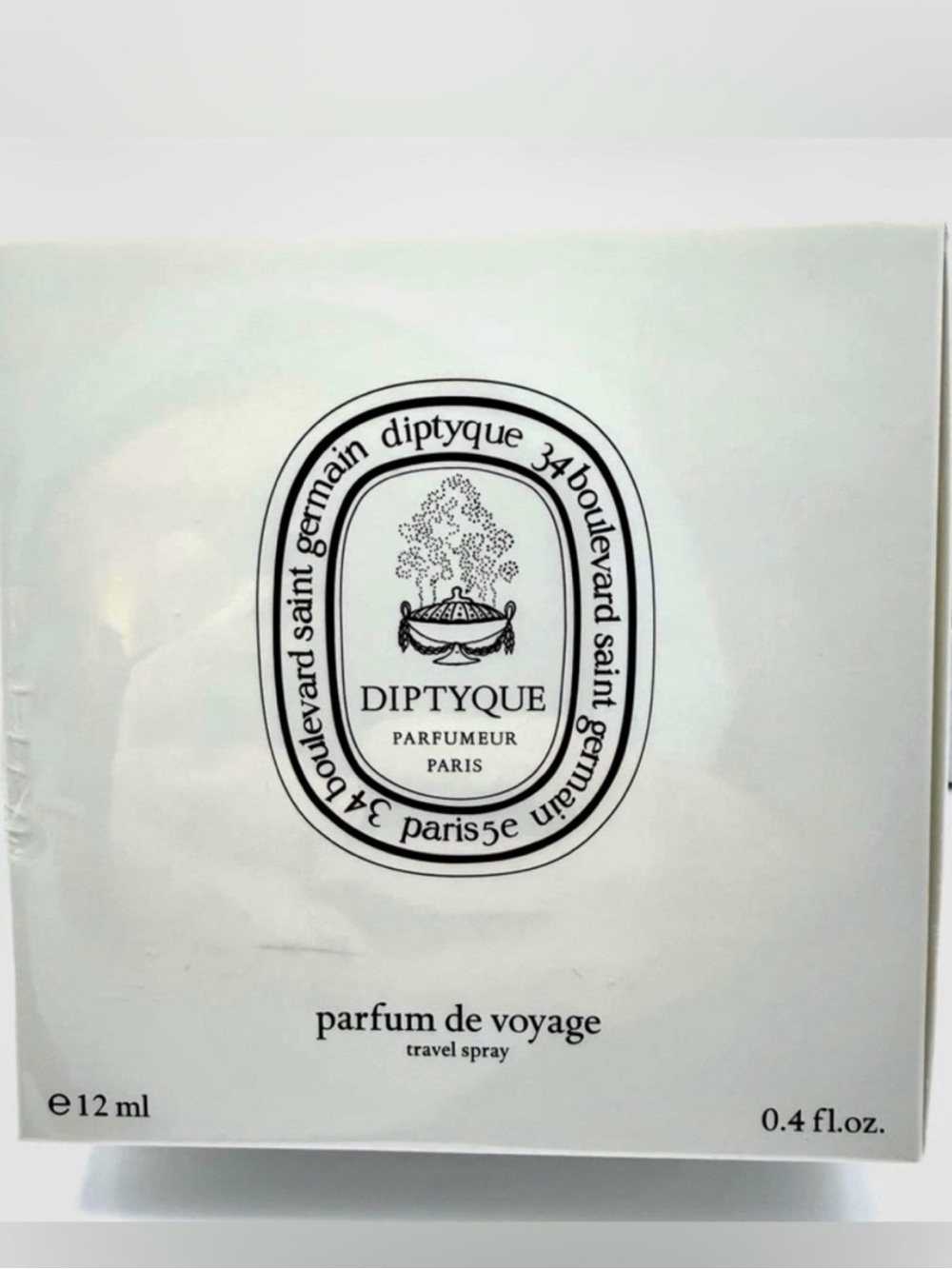 diptyque Travel Spray in White Packaging with Black NIB